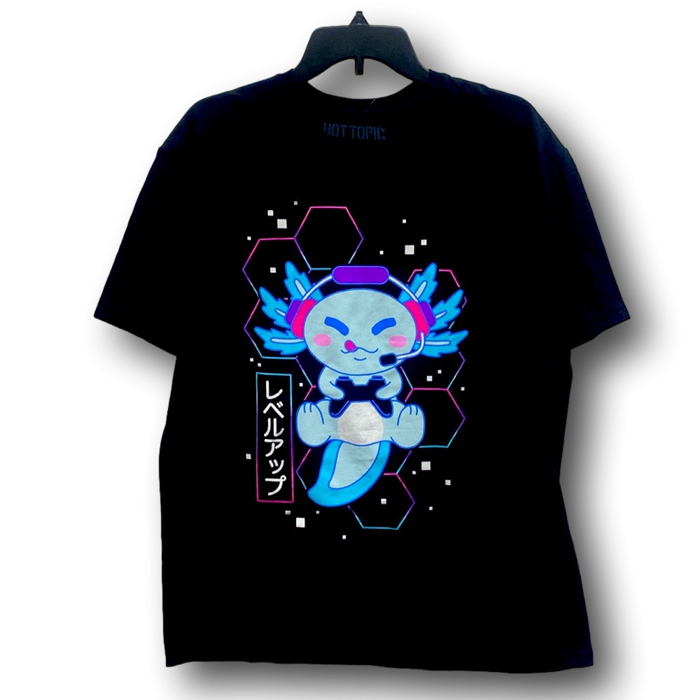 Axolotl Gamer Level Up Graphic T-Shirt - Size Large - NWT